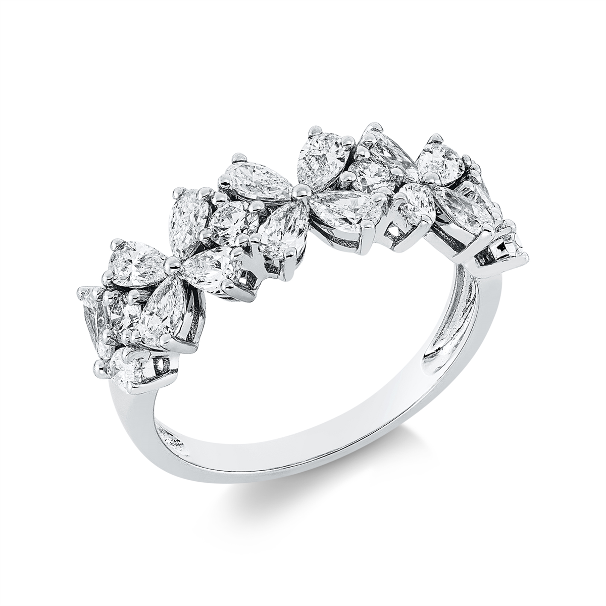 diamond full cut  modern woman ring in white gold