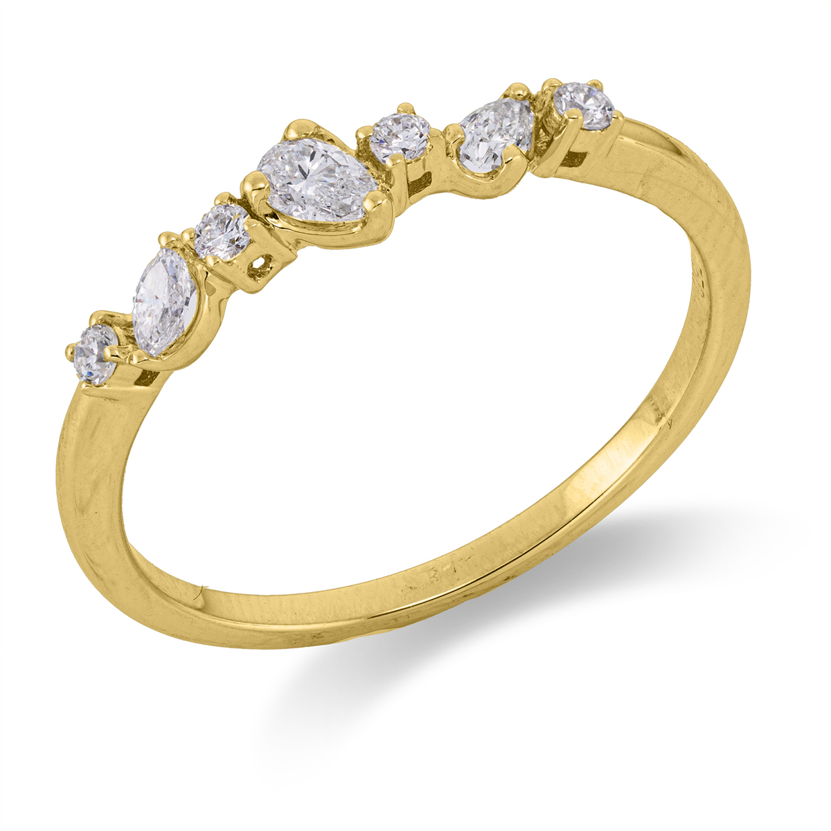 diamond full cut  modern woman ring in yellow gold