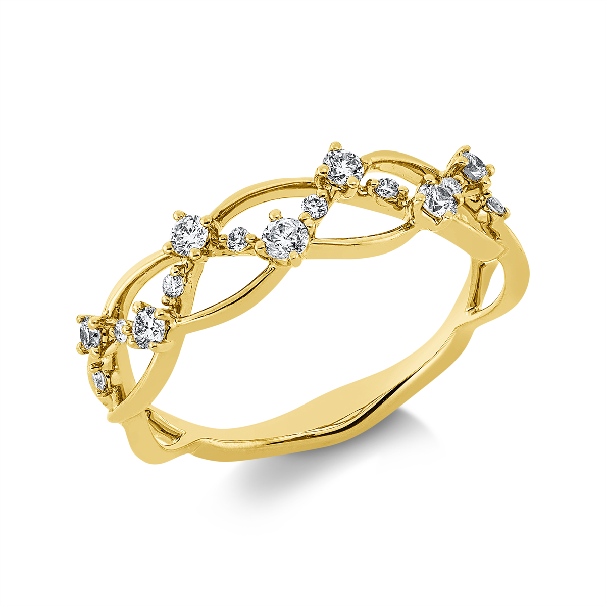 diamond full cut  modern woman ring in yellow gold
