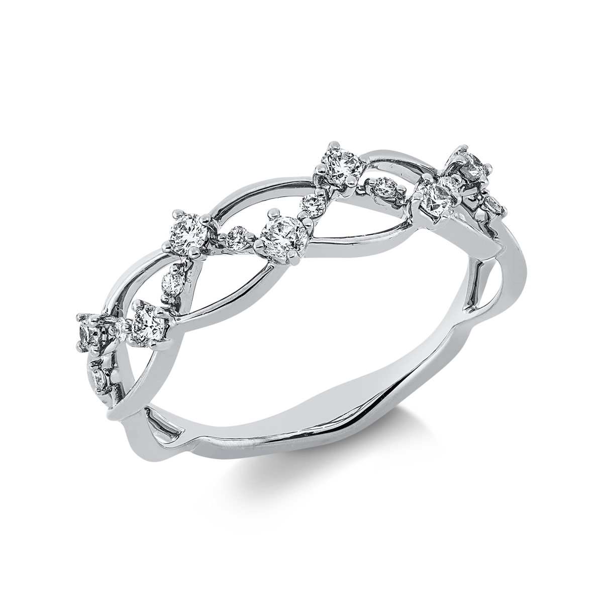 diamond full cut  modern woman ring in white gold