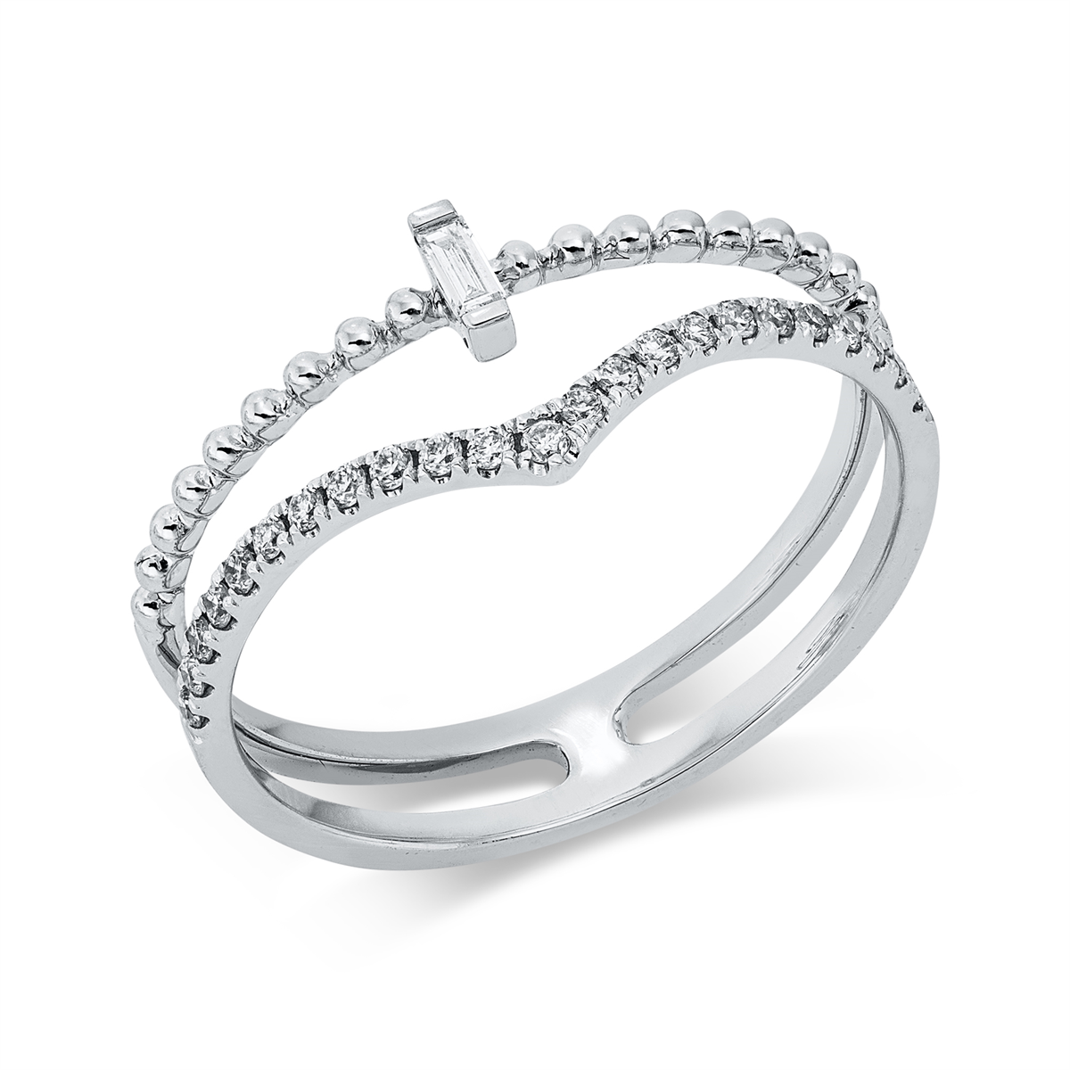 diamond full cut  modern woman ring in white gold