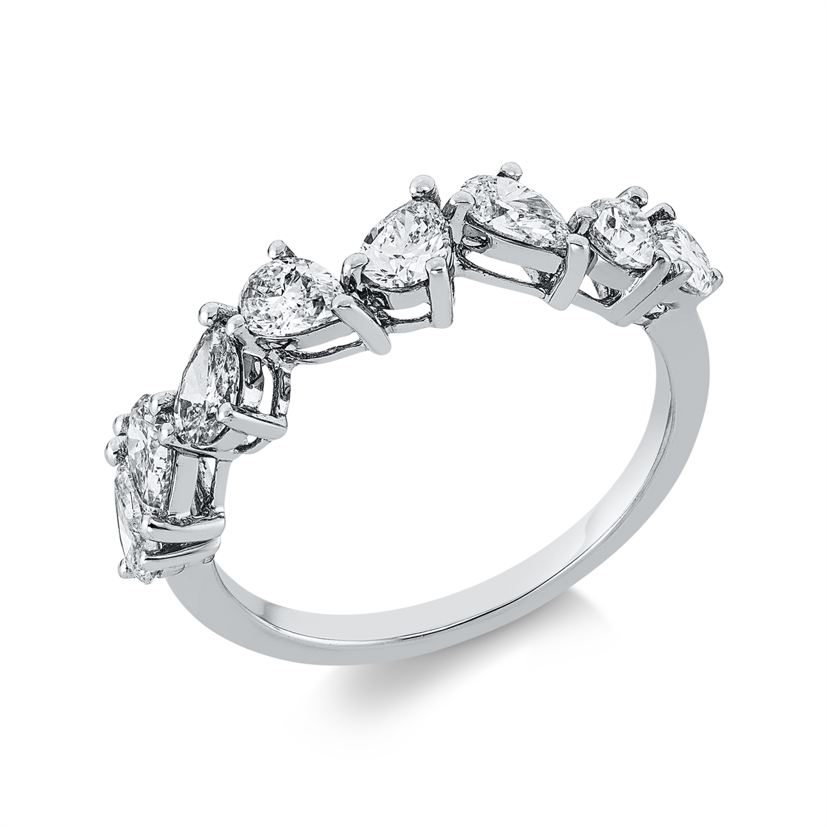 pear shape  modern woman ring in white gold