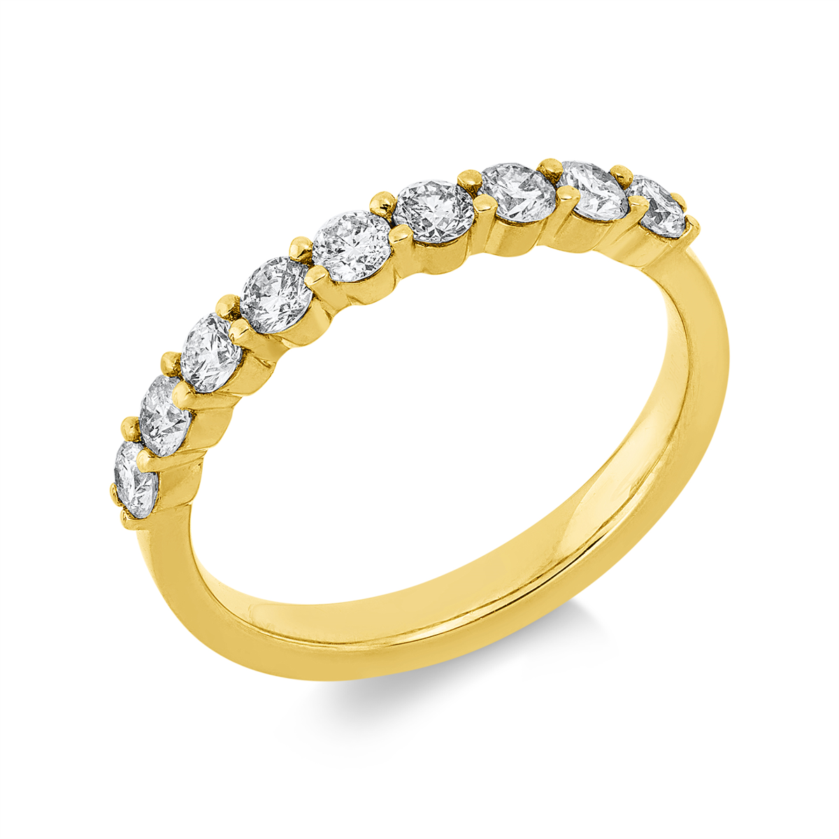 diamond full cut  eternity half ring in yellow gold