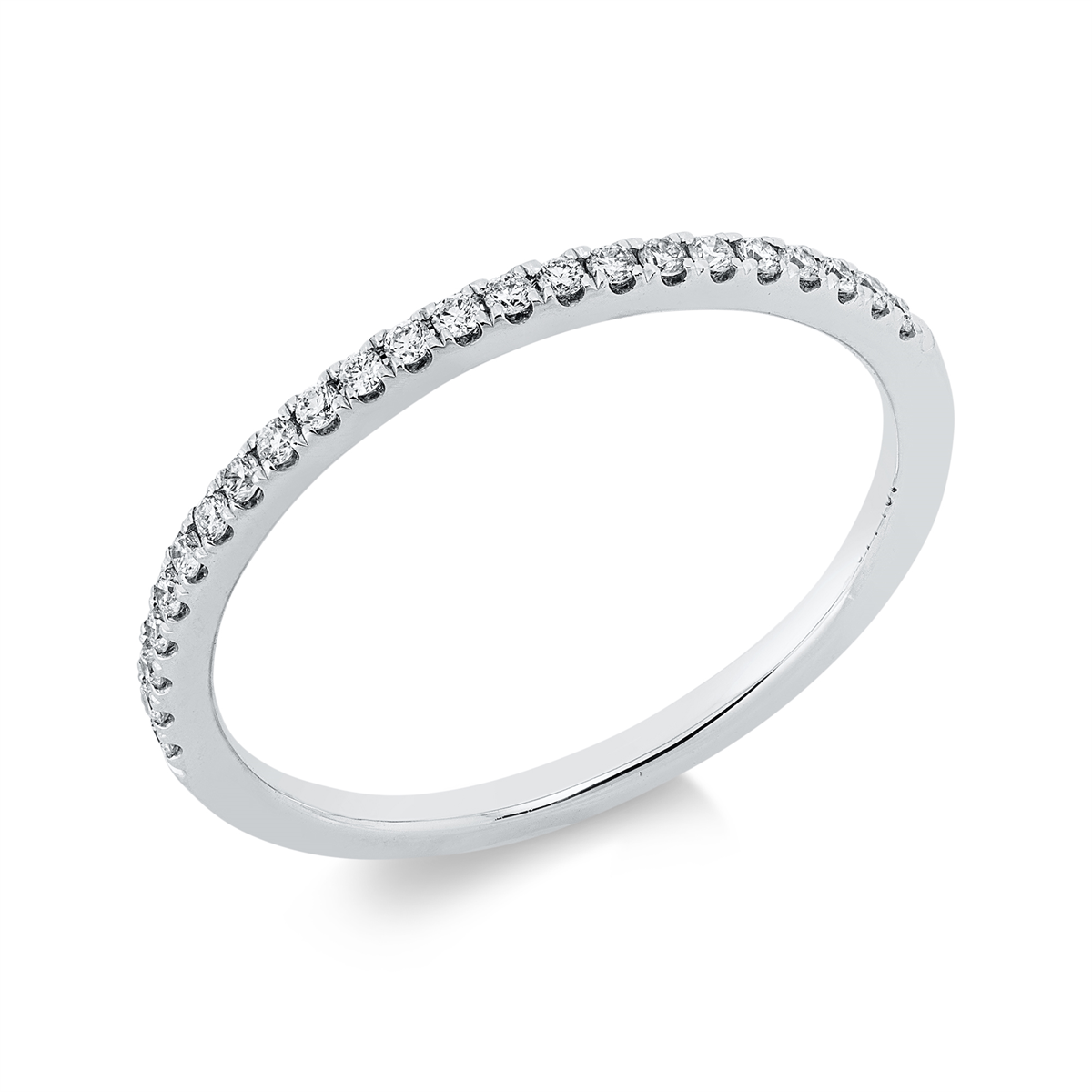 diamond full cut  eternity half ring in white gold