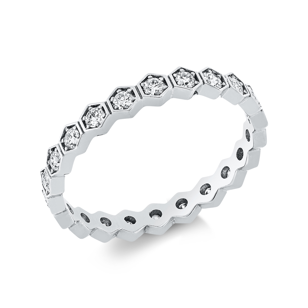 diamond full cut  modern woman ring in white gold