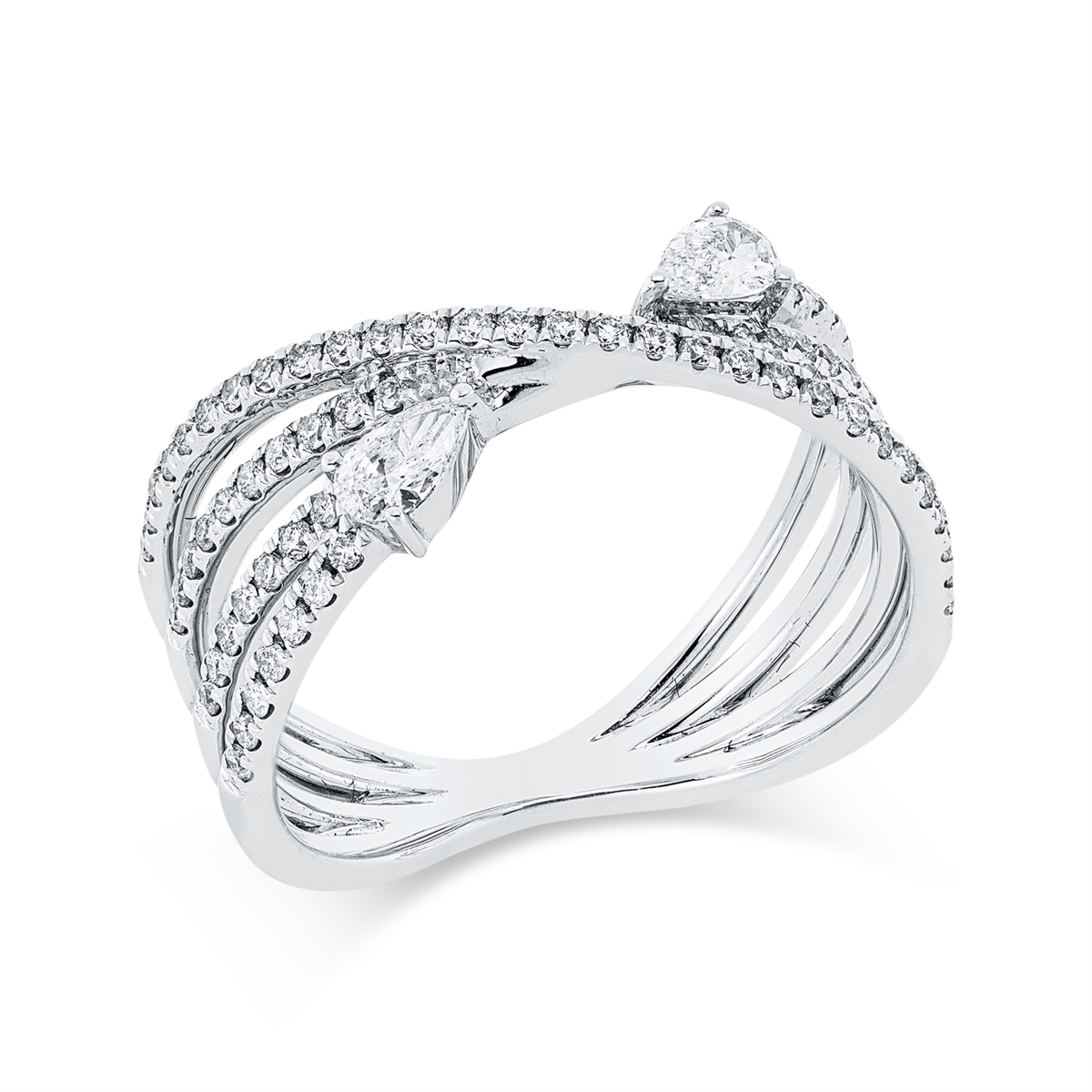 diamond full cut  modern woman ring in white gold