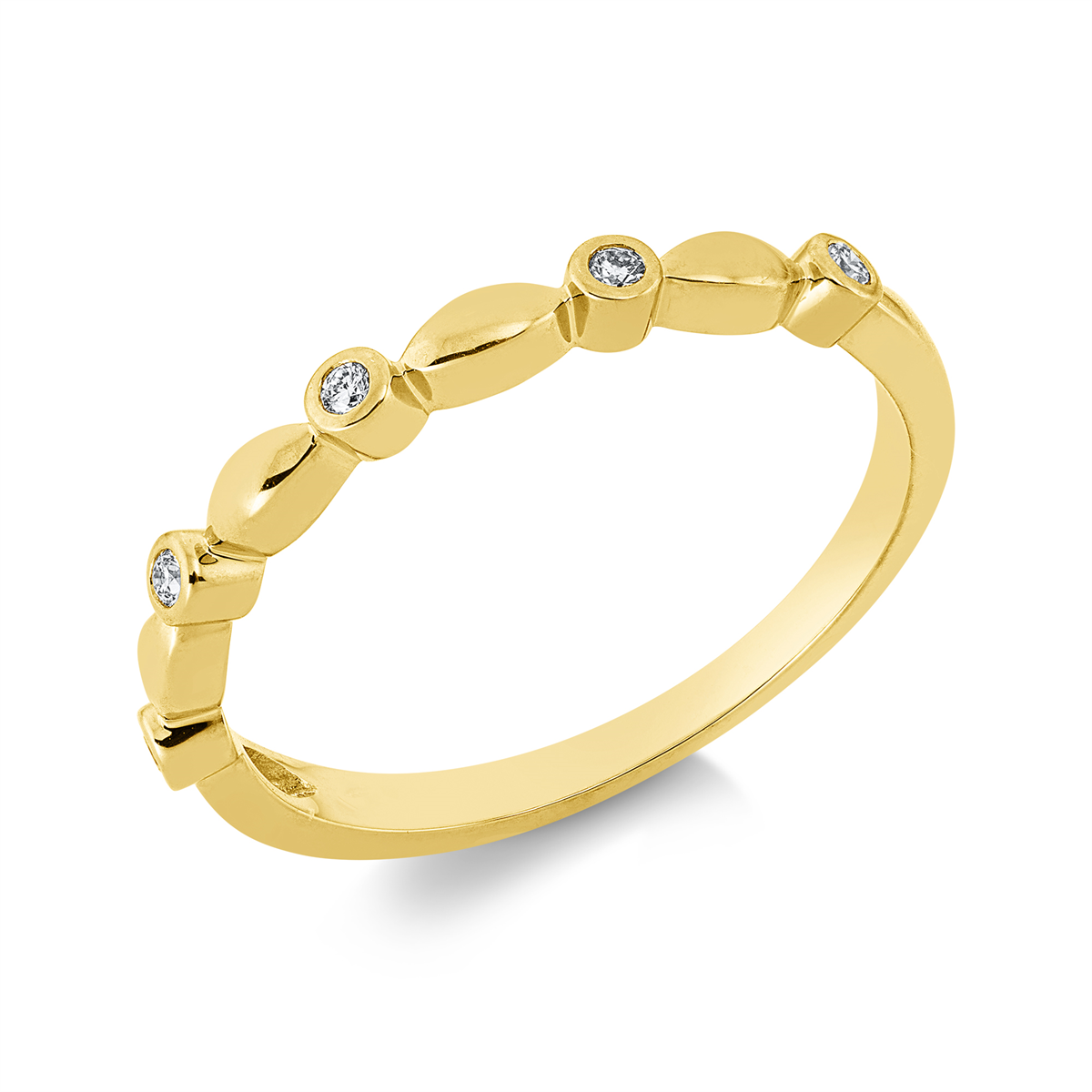diamond full cut  modern woman ring in yellow gold