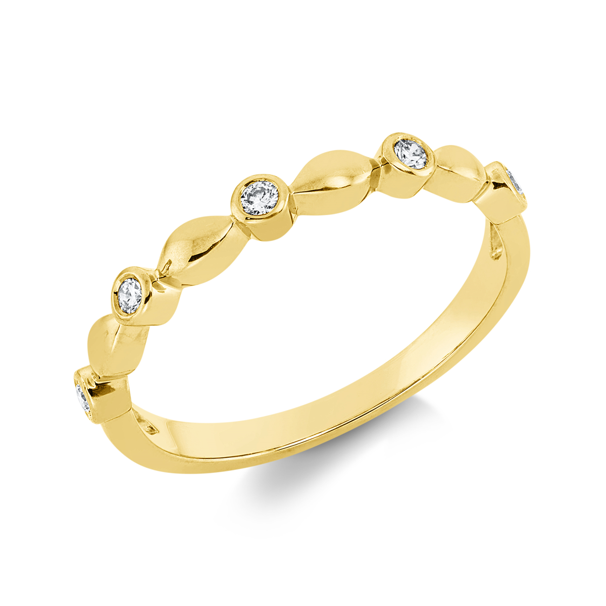 diamond full cut  modern woman ring in yellow gold