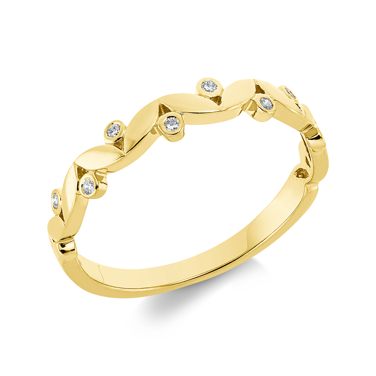 diamond full cut  modern woman ring in yellow gold