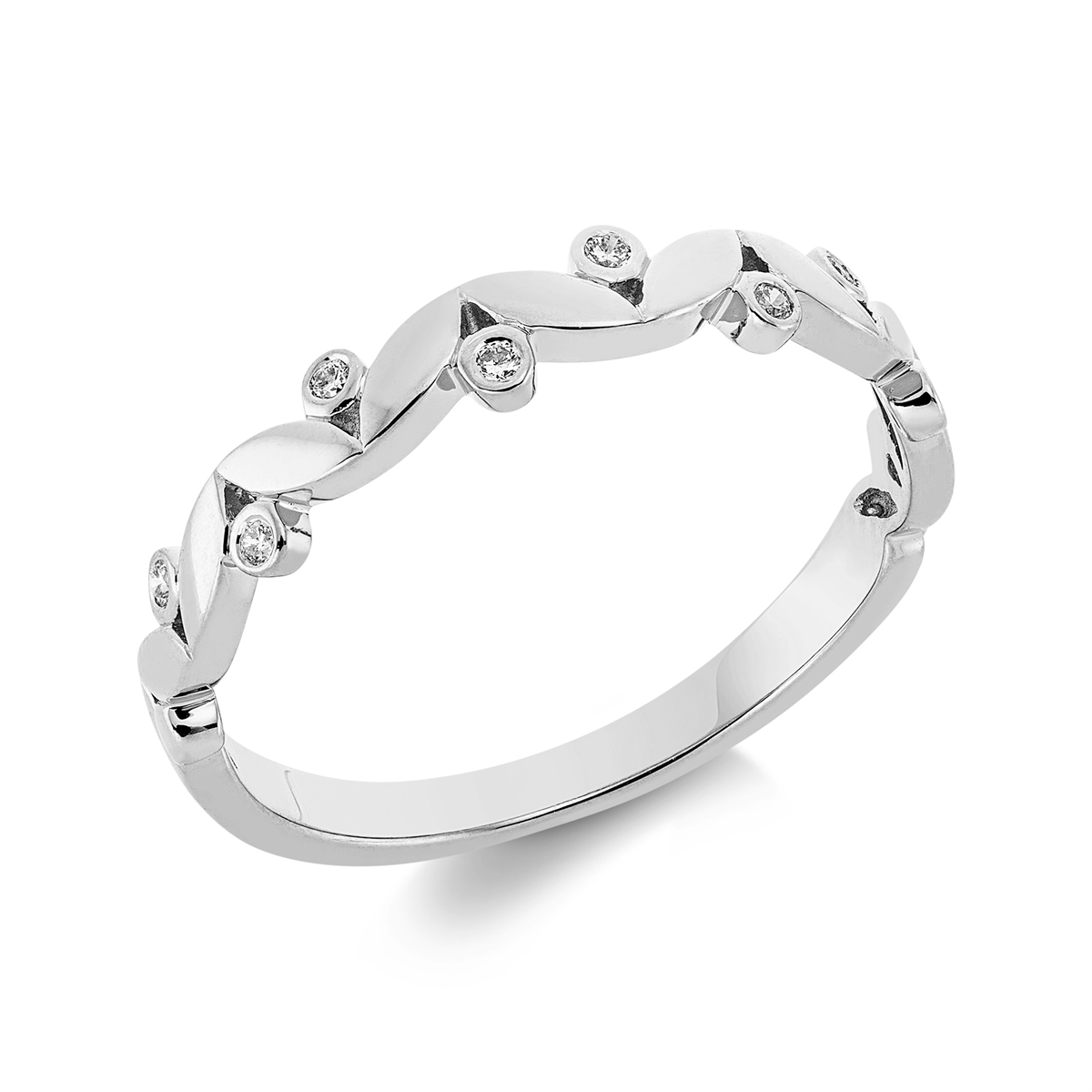 diamond full cut  modern woman ring in white gold