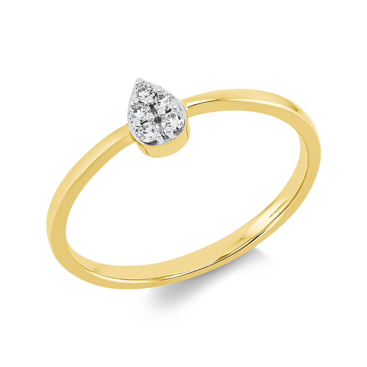 diamond full cut  modern woman ring in yellow gold