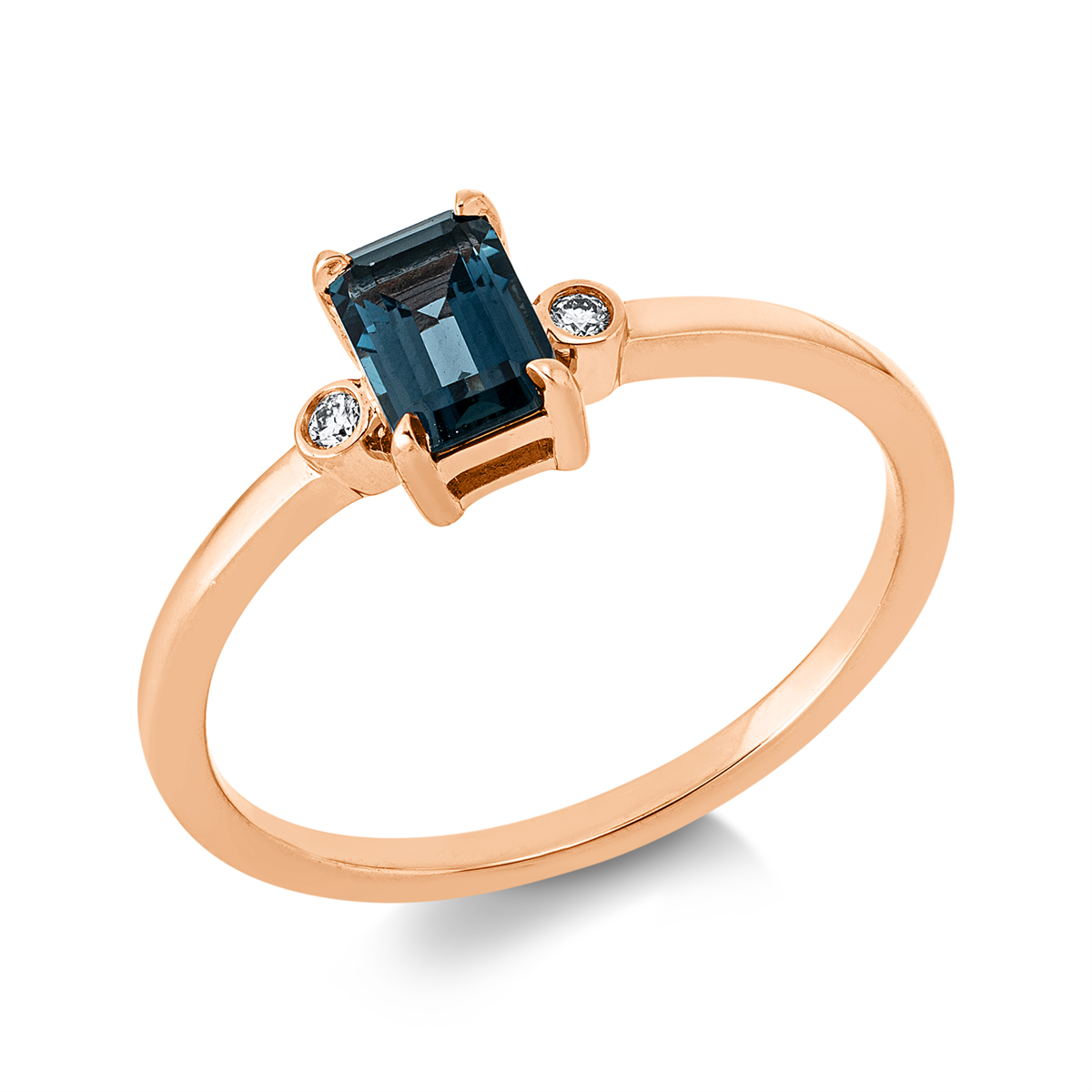 diamond full cut topaz colored stone fashion ring in red gold
