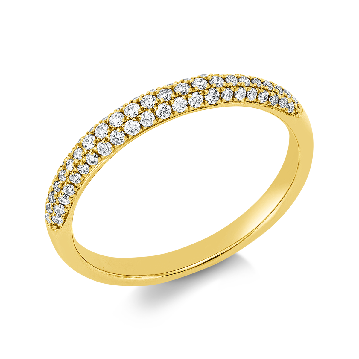 diamond full cut  eternity half ring in yellow gold