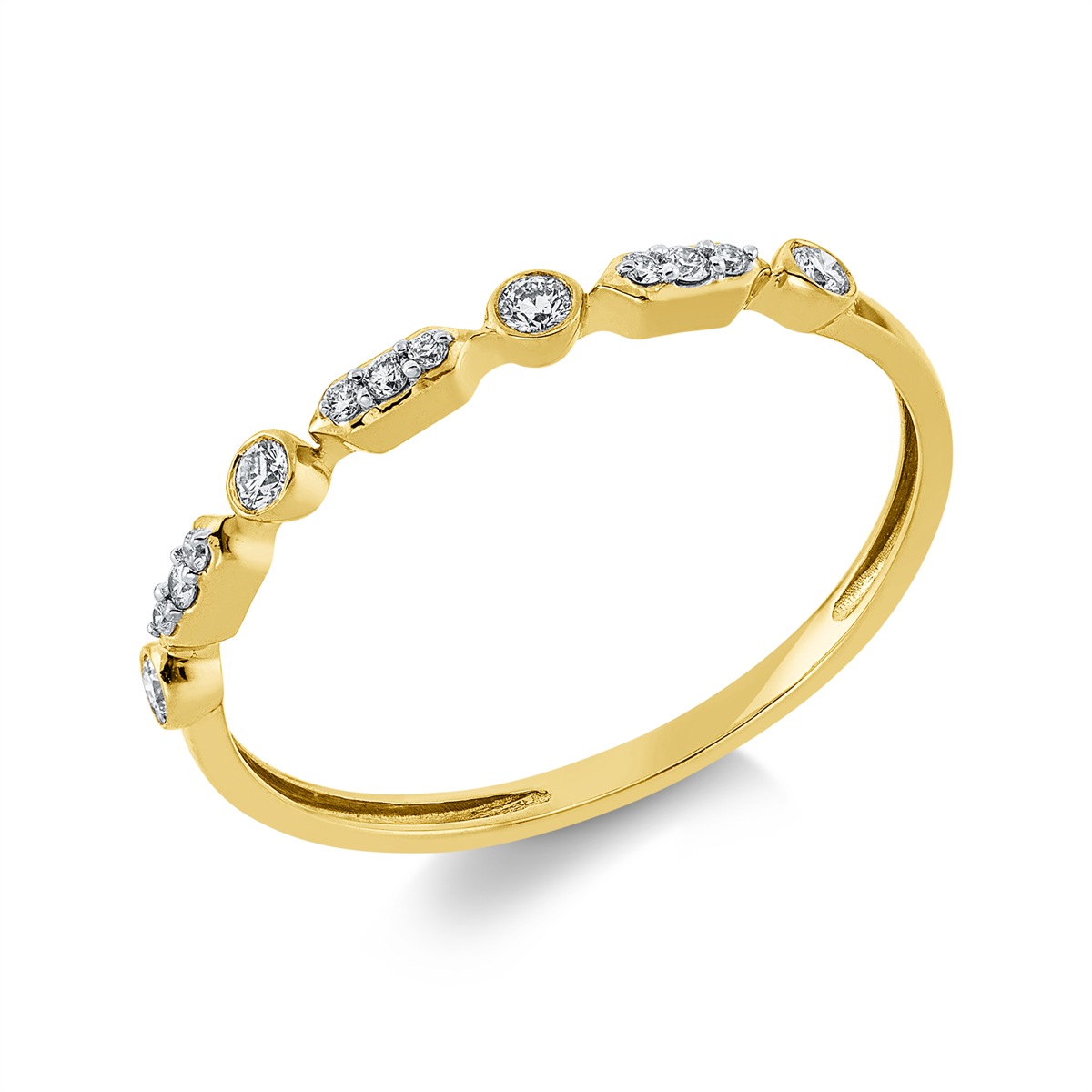 diamond full cut  modern woman ring in yellow gold