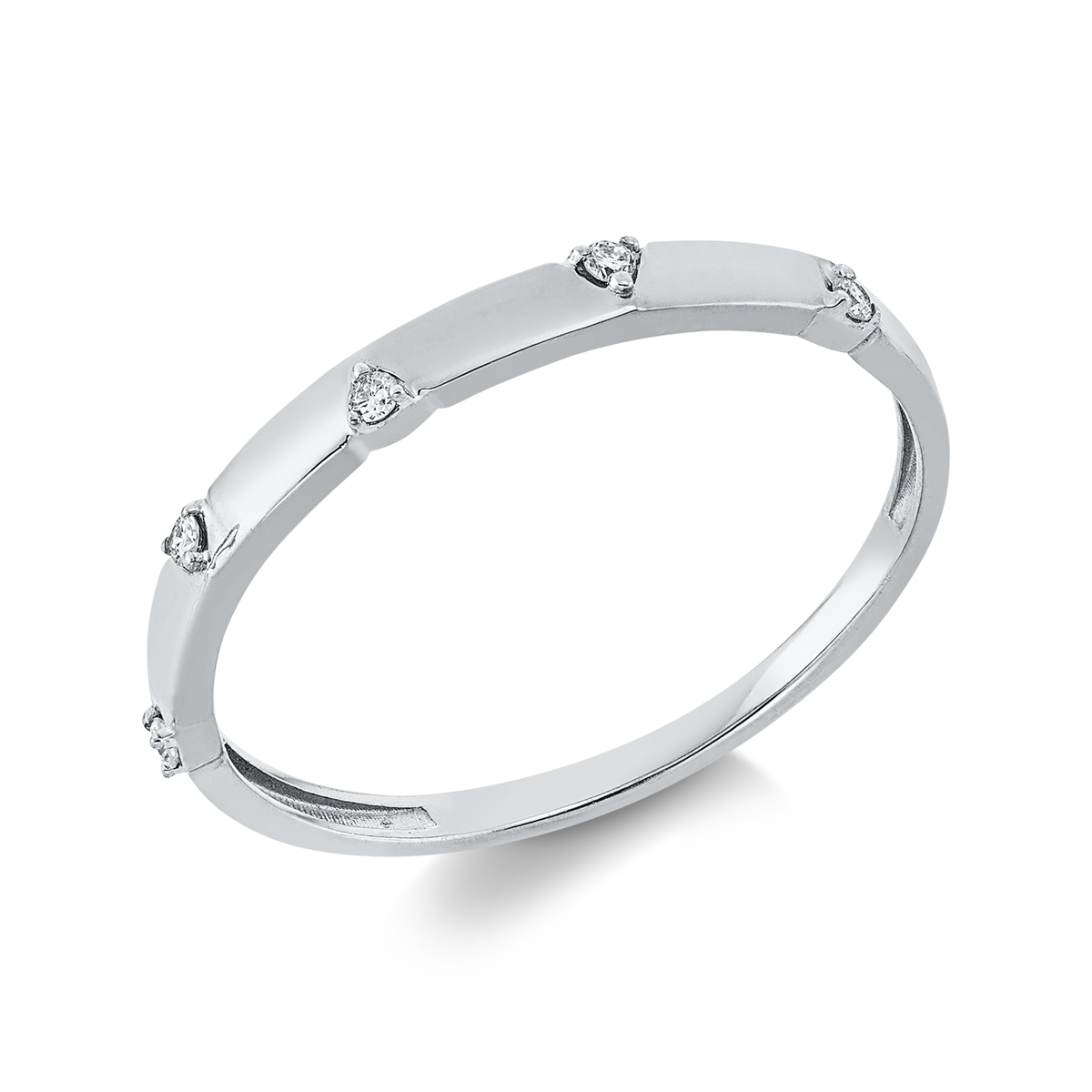 diamond full cut  modern woman ring in white gold