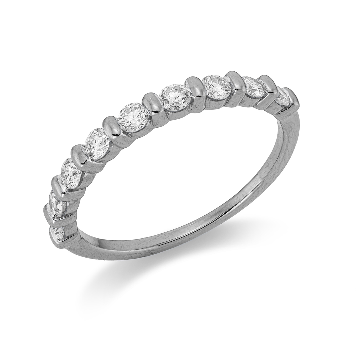 diamond full cut  modern woman ring in white gold