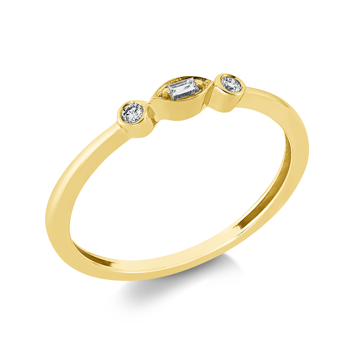 diamond full cut  modern woman ring in yellow gold