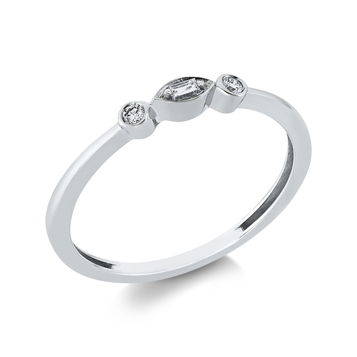 diamond full cut  modern woman ring in white gold