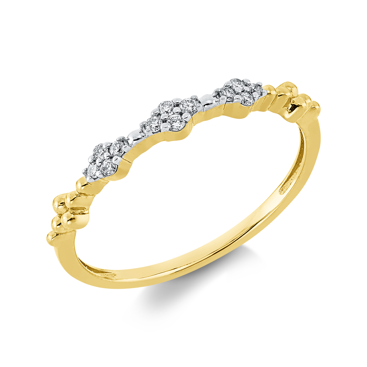 diamond full cut  modern woman ring in yellow gold