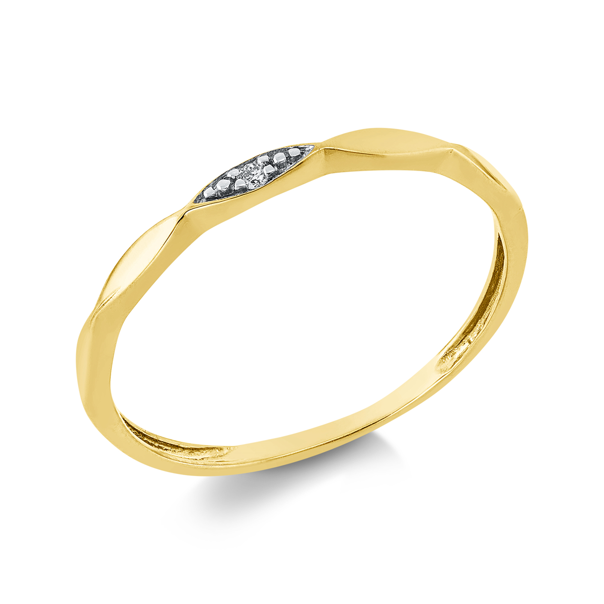 diamond full cut  modern woman ring in yellow gold