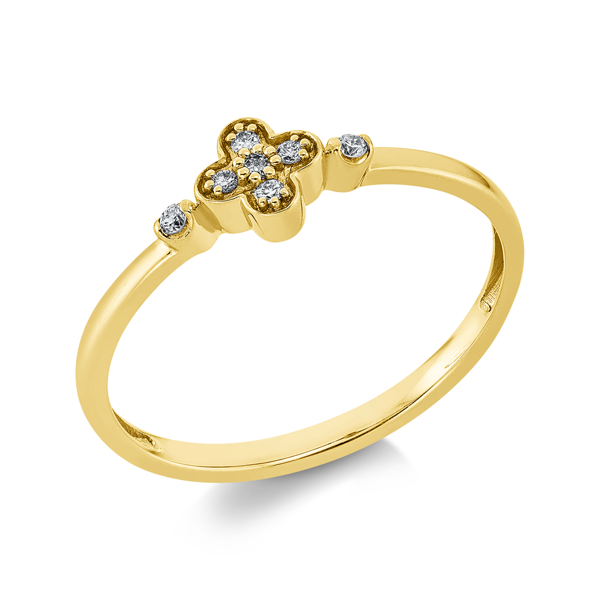 diamond full cut  modern woman ring in yellow gold