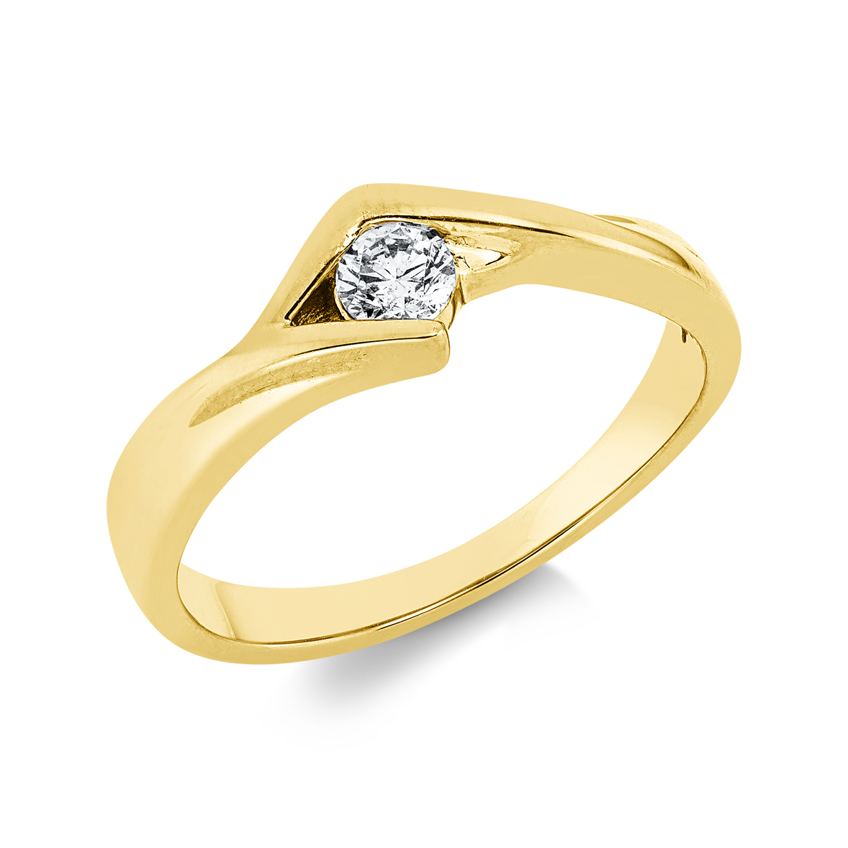 diamond full cut  modern woman ring in yellow gold