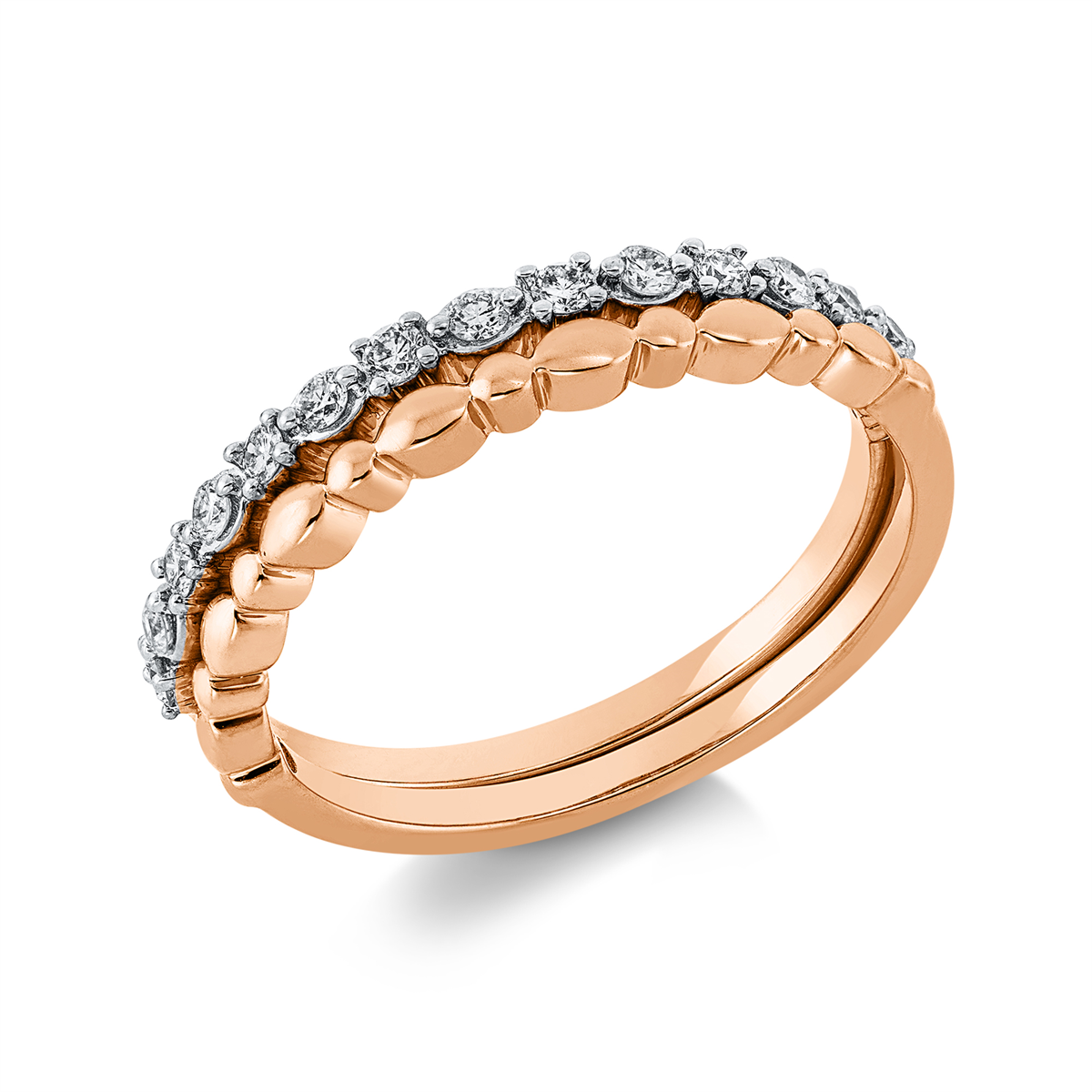 diamond full cut  modern woman ring in red gold