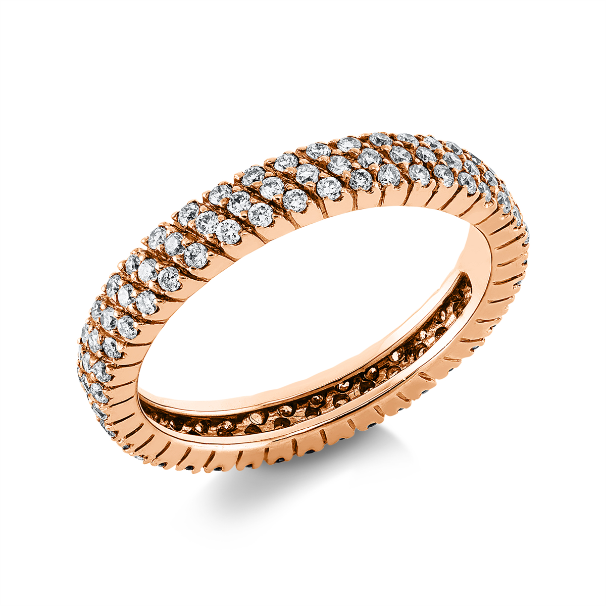 diamond full cut  pavé ring in red gold