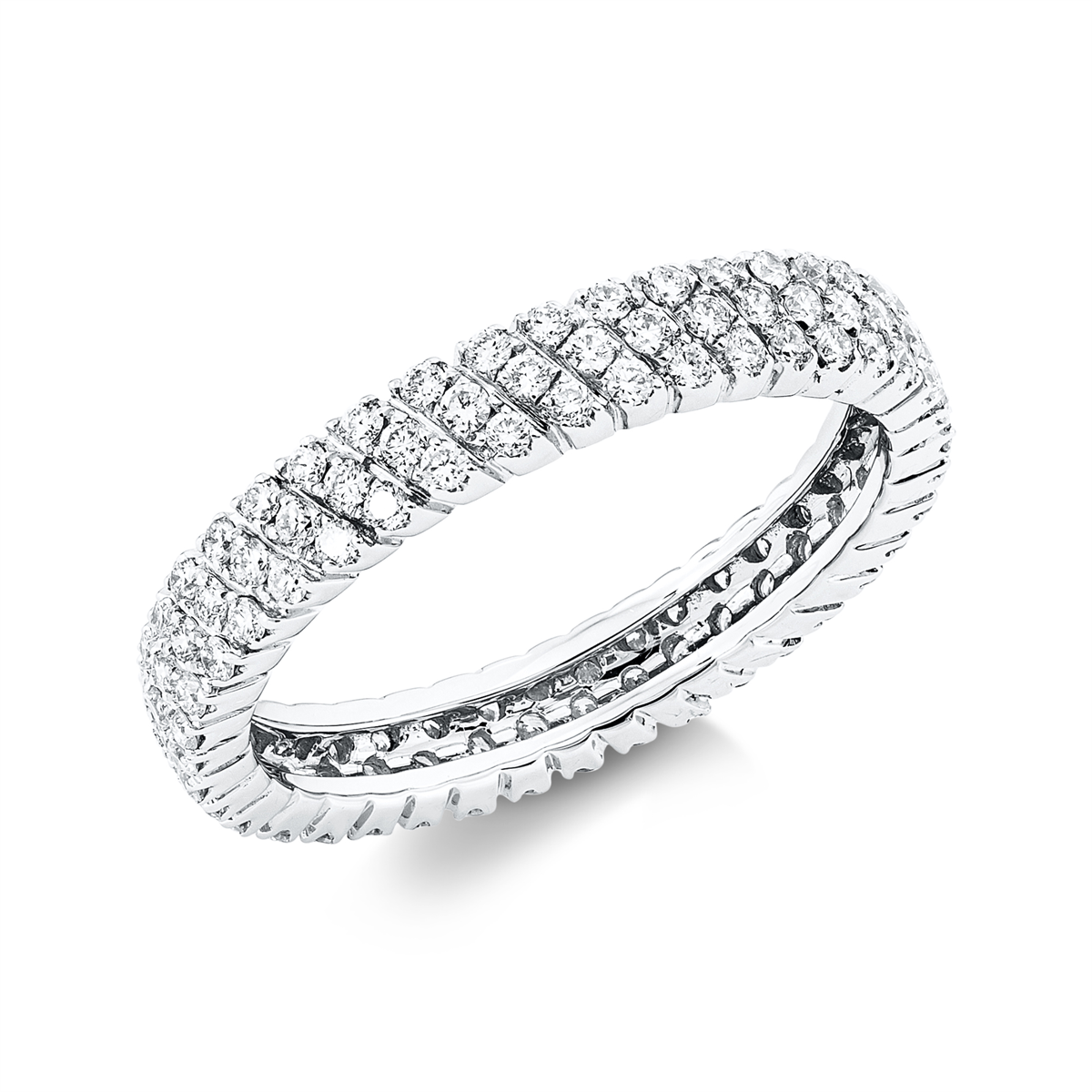 diamond full cut  pavé ring in white gold
