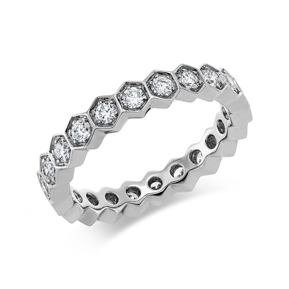 diamond full cut  modern woman ring in white gold