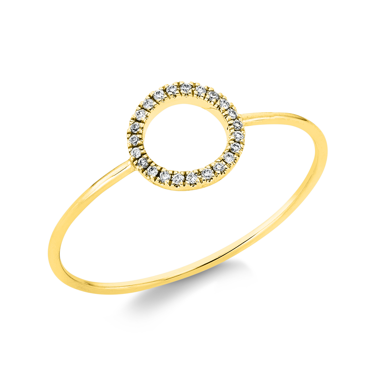 diamond full cut  modern woman ring in yellow gold
