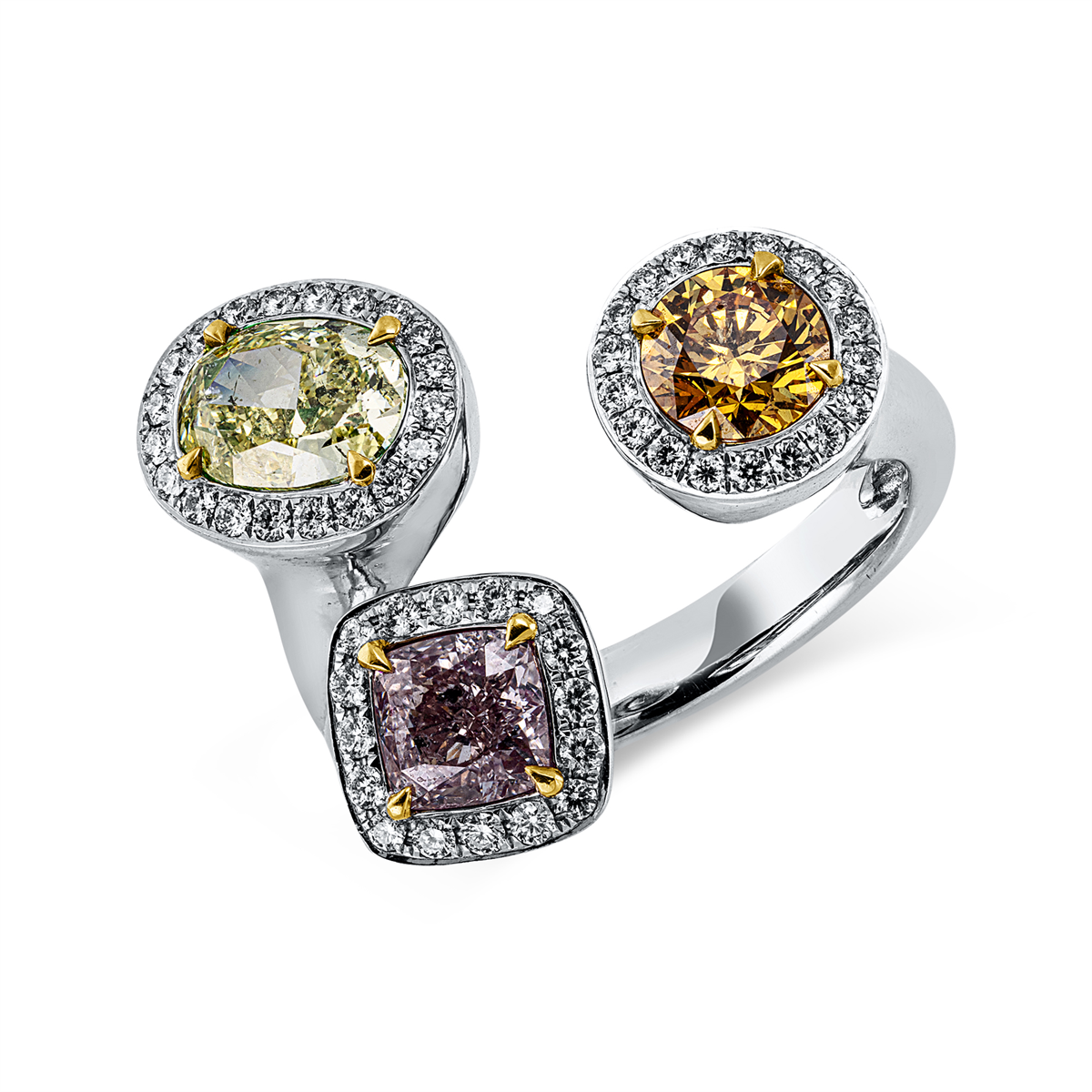 diamond full cut  fancy colored diamond ring in whitegold /yellowgold /redgold