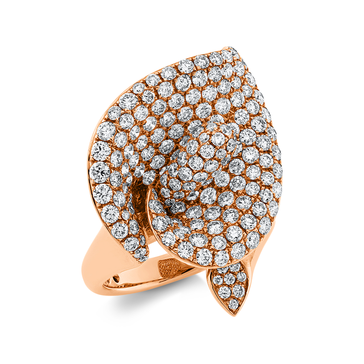 diamond full cut  pavé ring in red gold