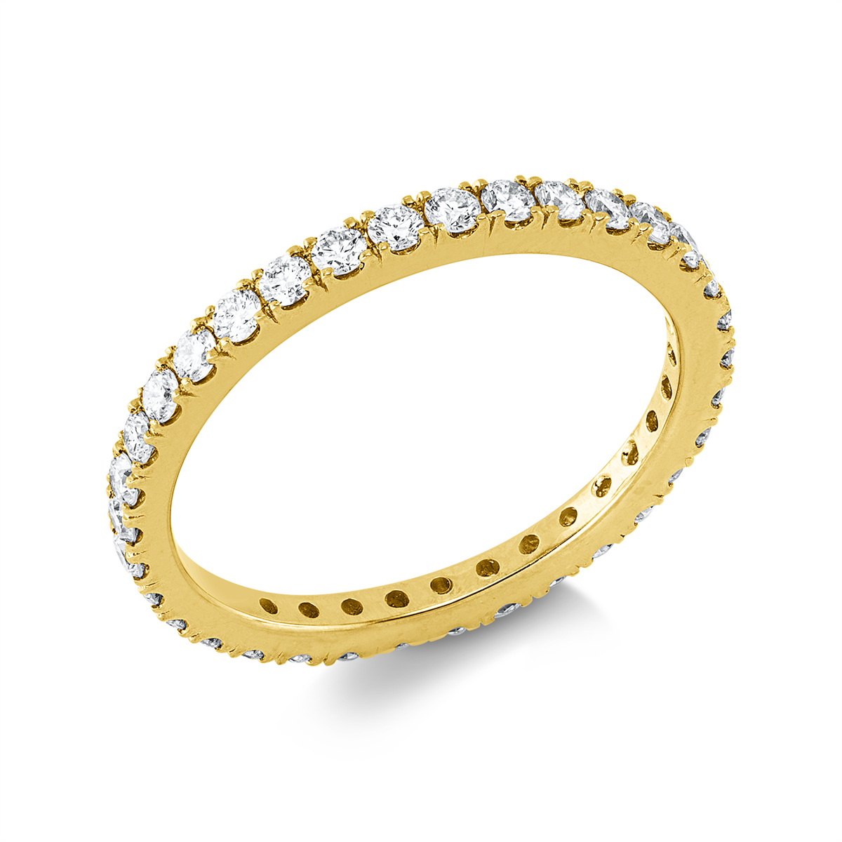 diamond full cut  eternity full ring in yellow gold