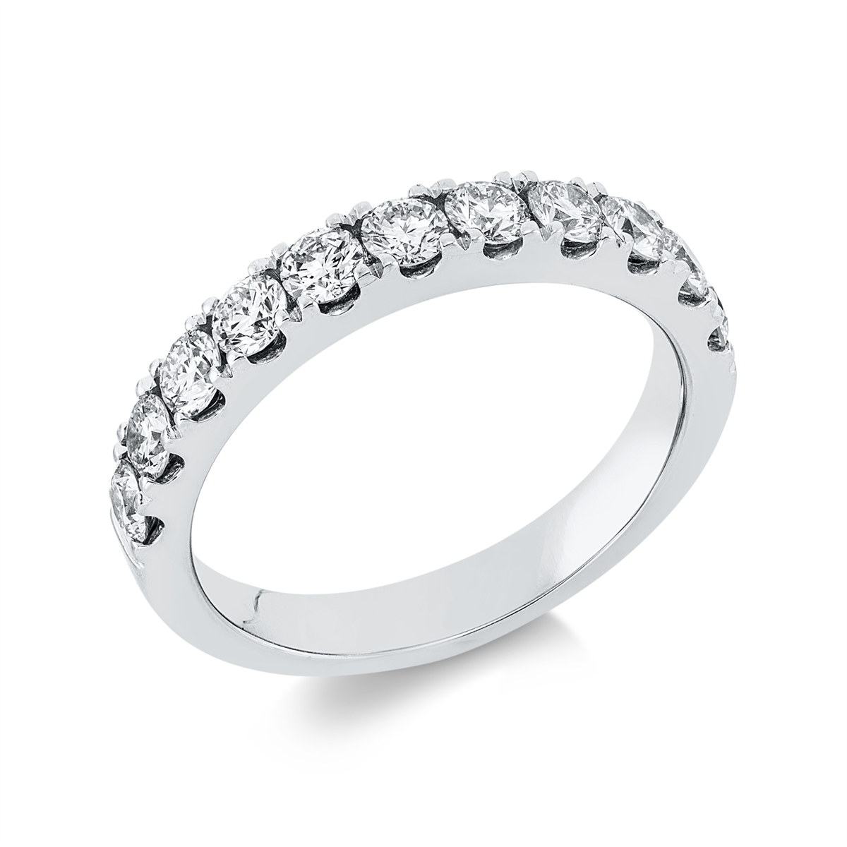 diamond full cut  eternity half ring in white gold