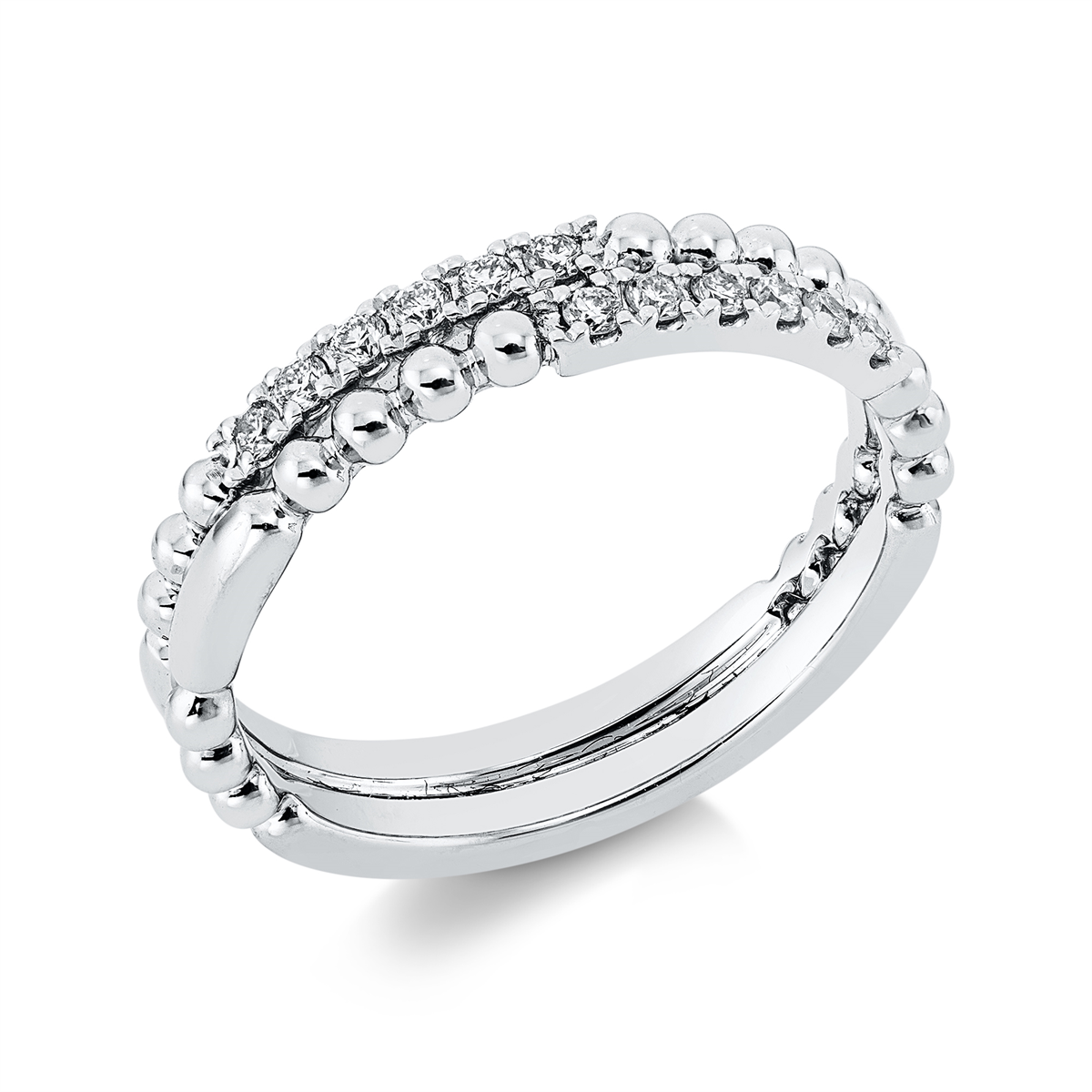 diamond full cut  modern woman ring in white gold