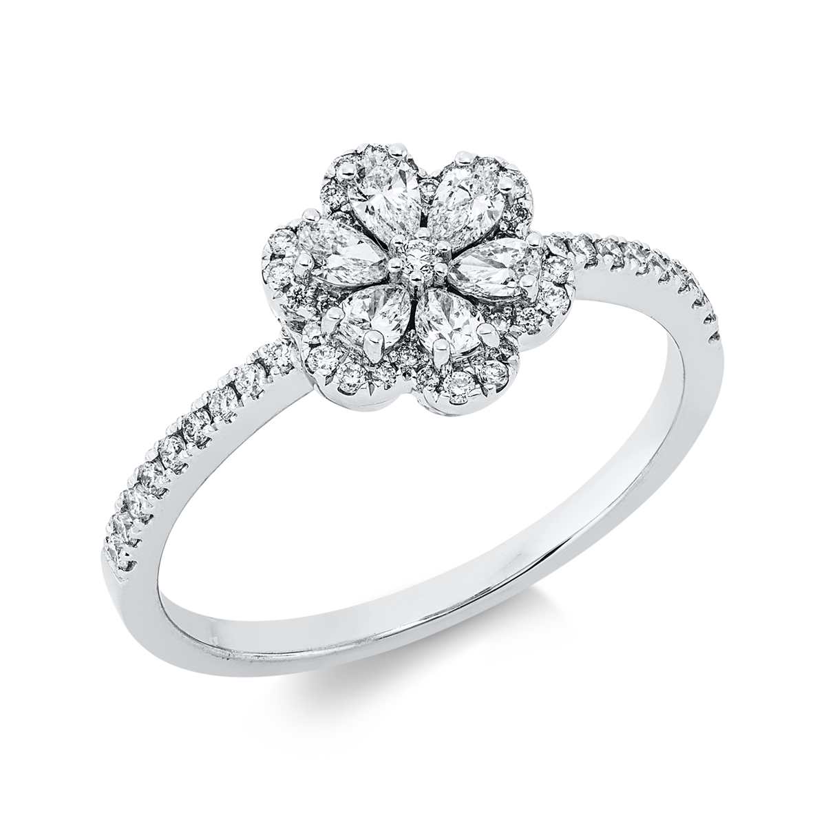 diamond full cut  modern woman ring in white gold