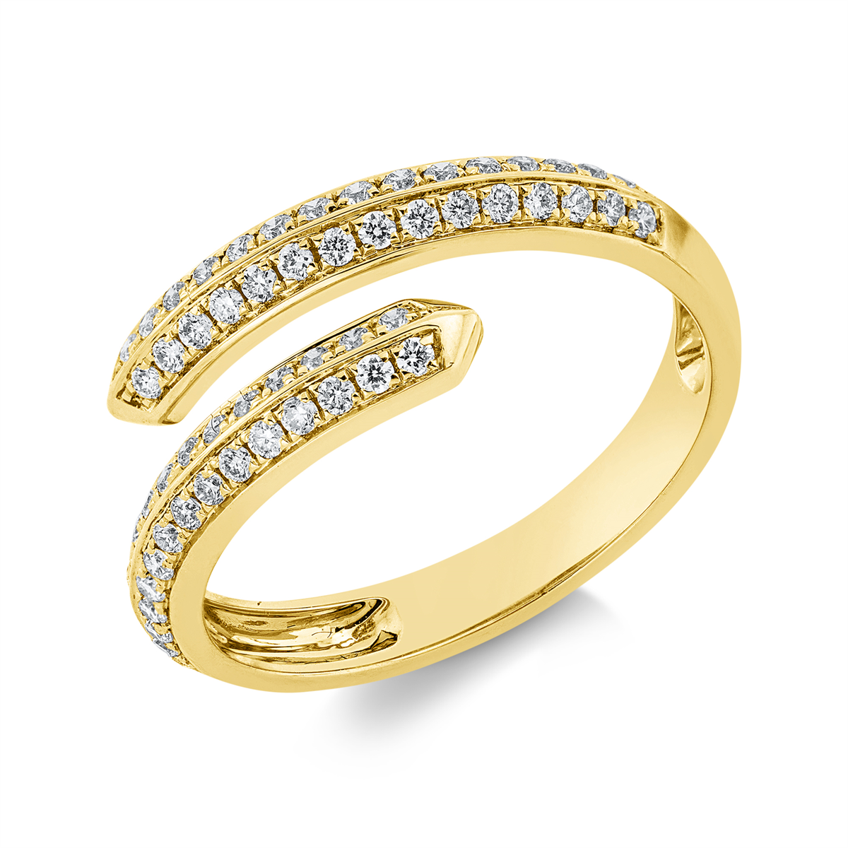 diamond full cut  modern woman ring in yellow gold