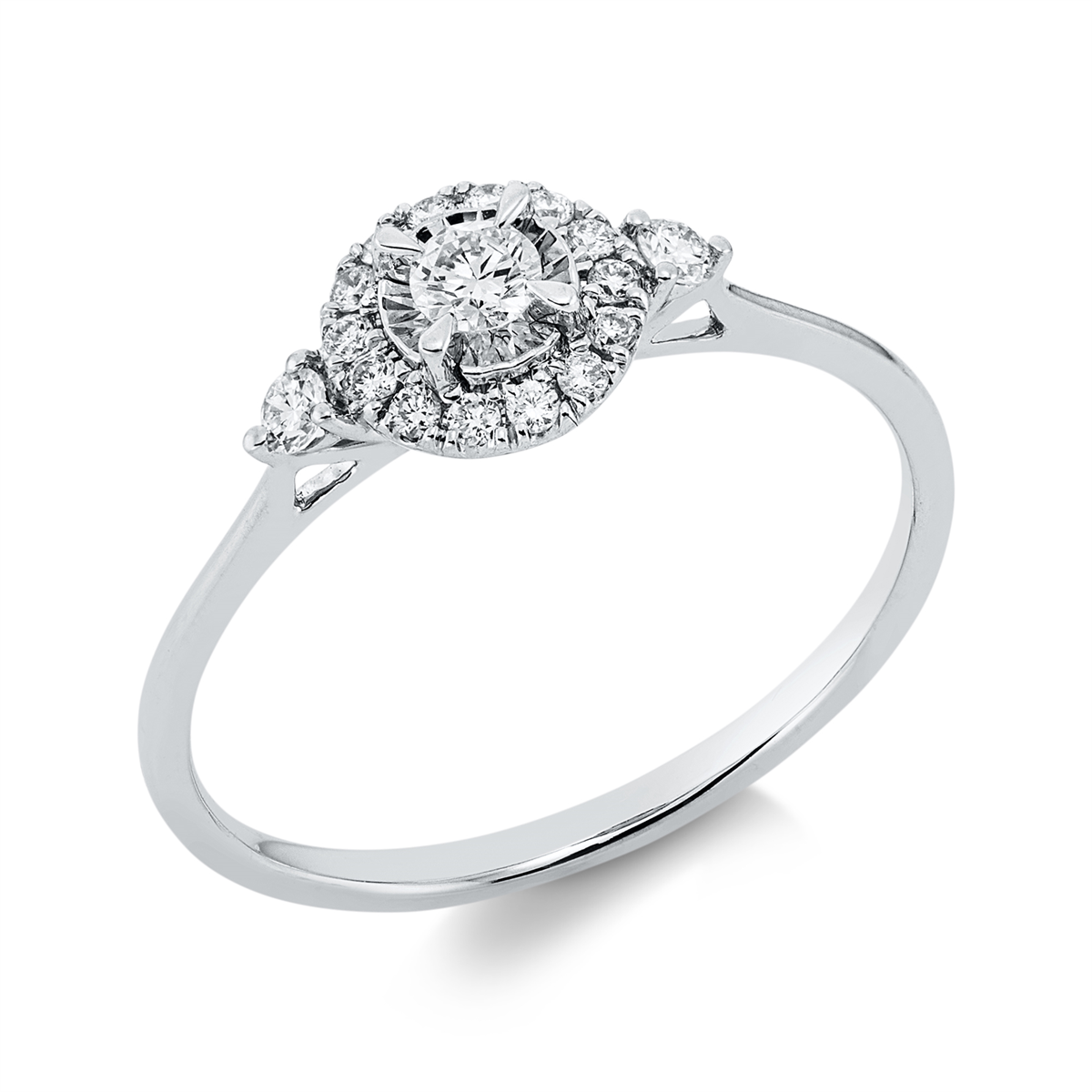 diamond full cut  illusion classic ring in white gold