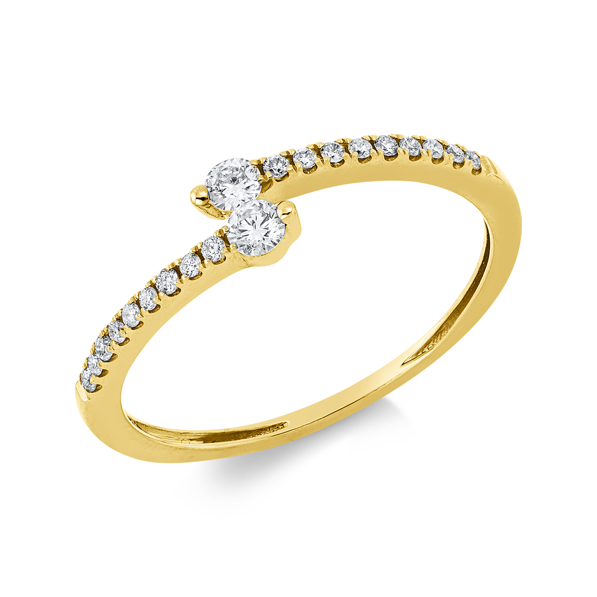 diamond full cut  modern woman ring in yellow gold