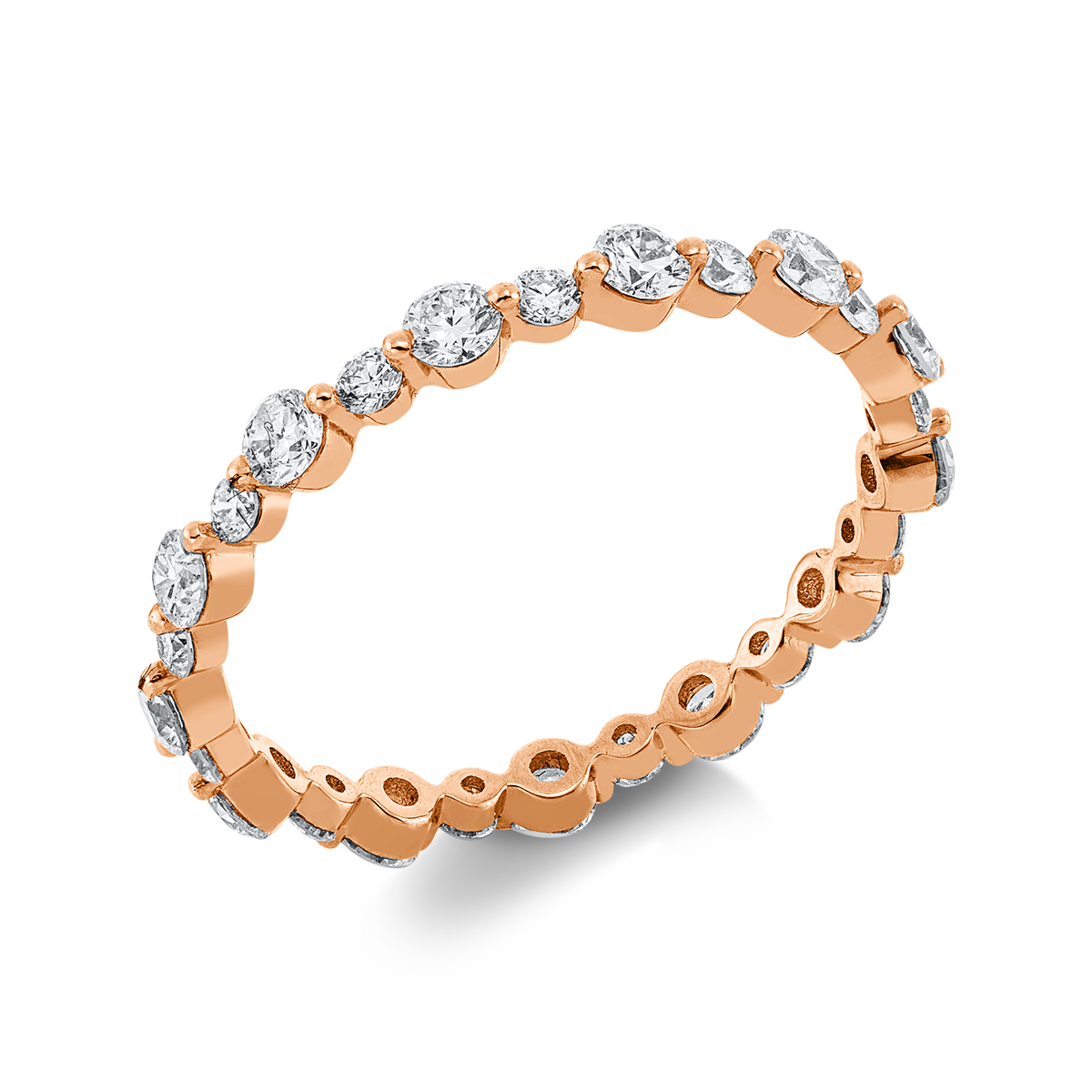 diamond full cut  modern woman ring in red gold