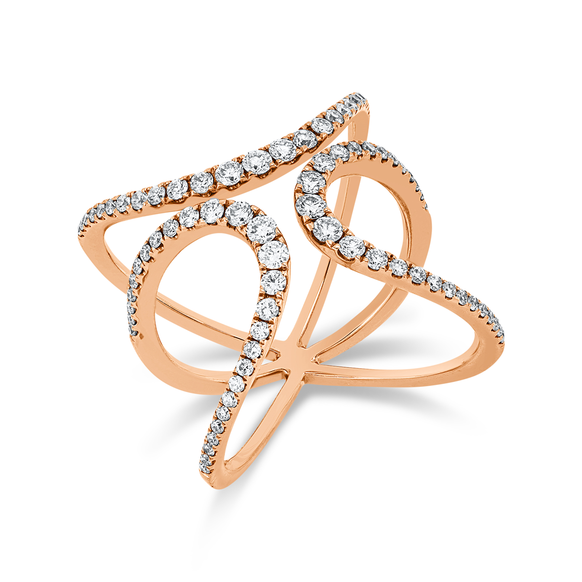 diamond full cut  modern woman ring in red gold