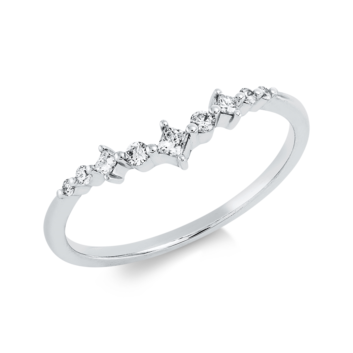 diamond full cut  modern woman ring in white gold