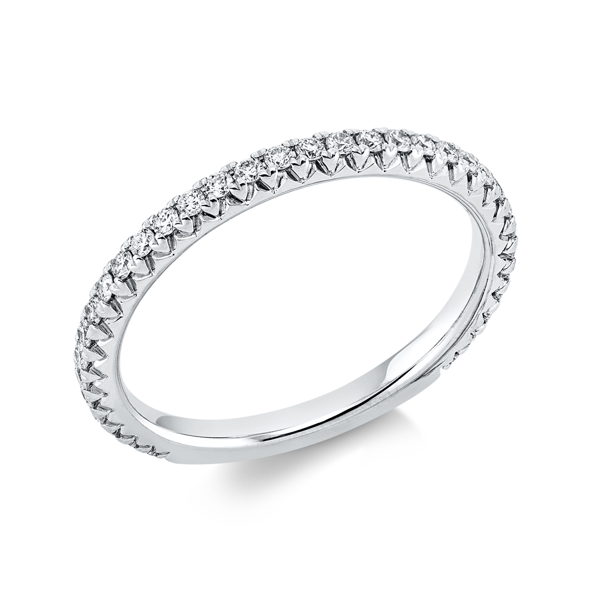 diamond full cut  eternity half ring in white gold