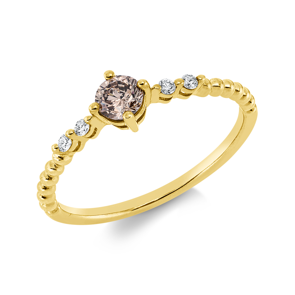 diamond full cut  fancy colored diamond ring in yellow gold