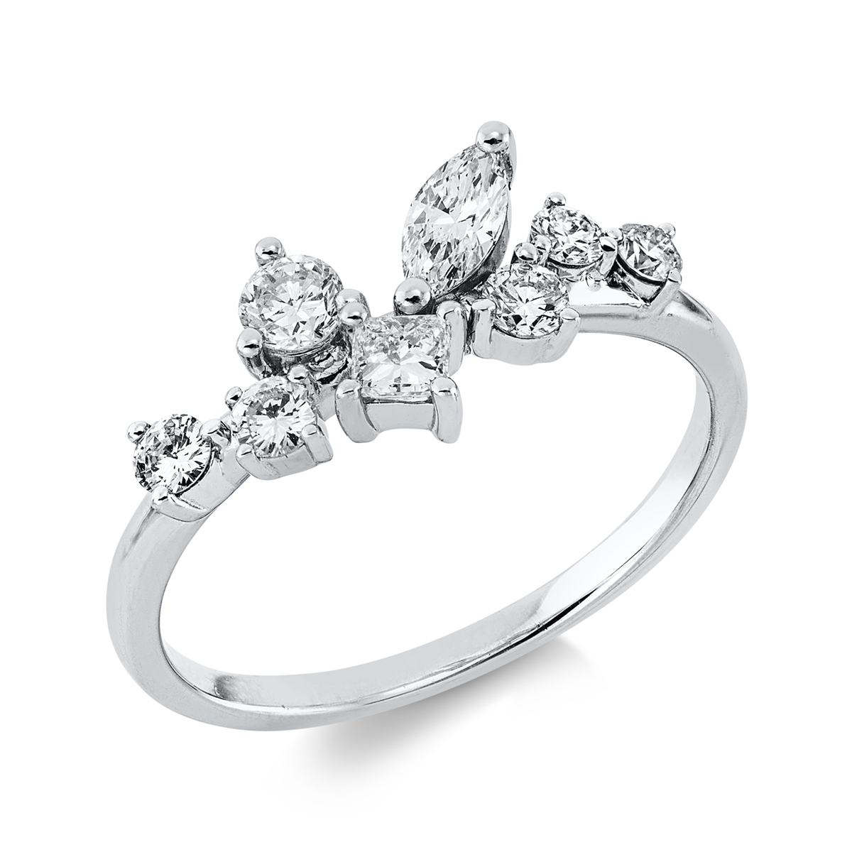 diamond full cut  modern woman ring in white gold