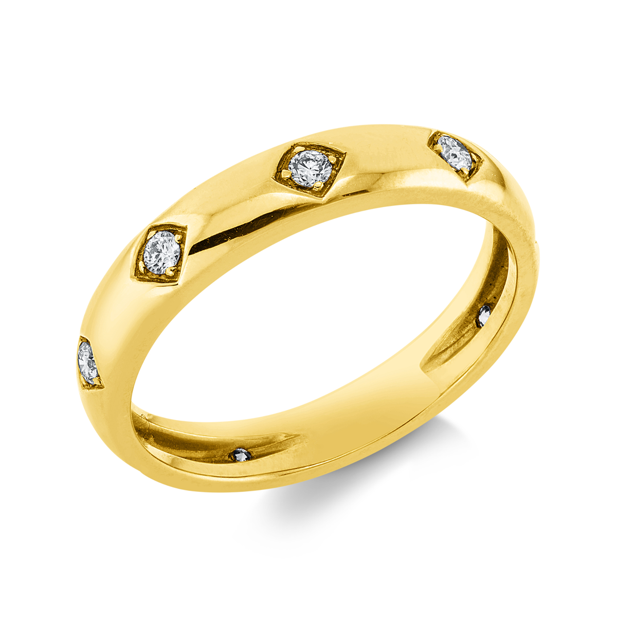 diamond full cut  modern woman ring in yellow gold