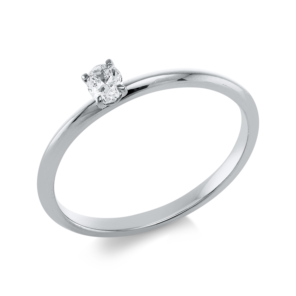 oval  solitaire ring in white gold