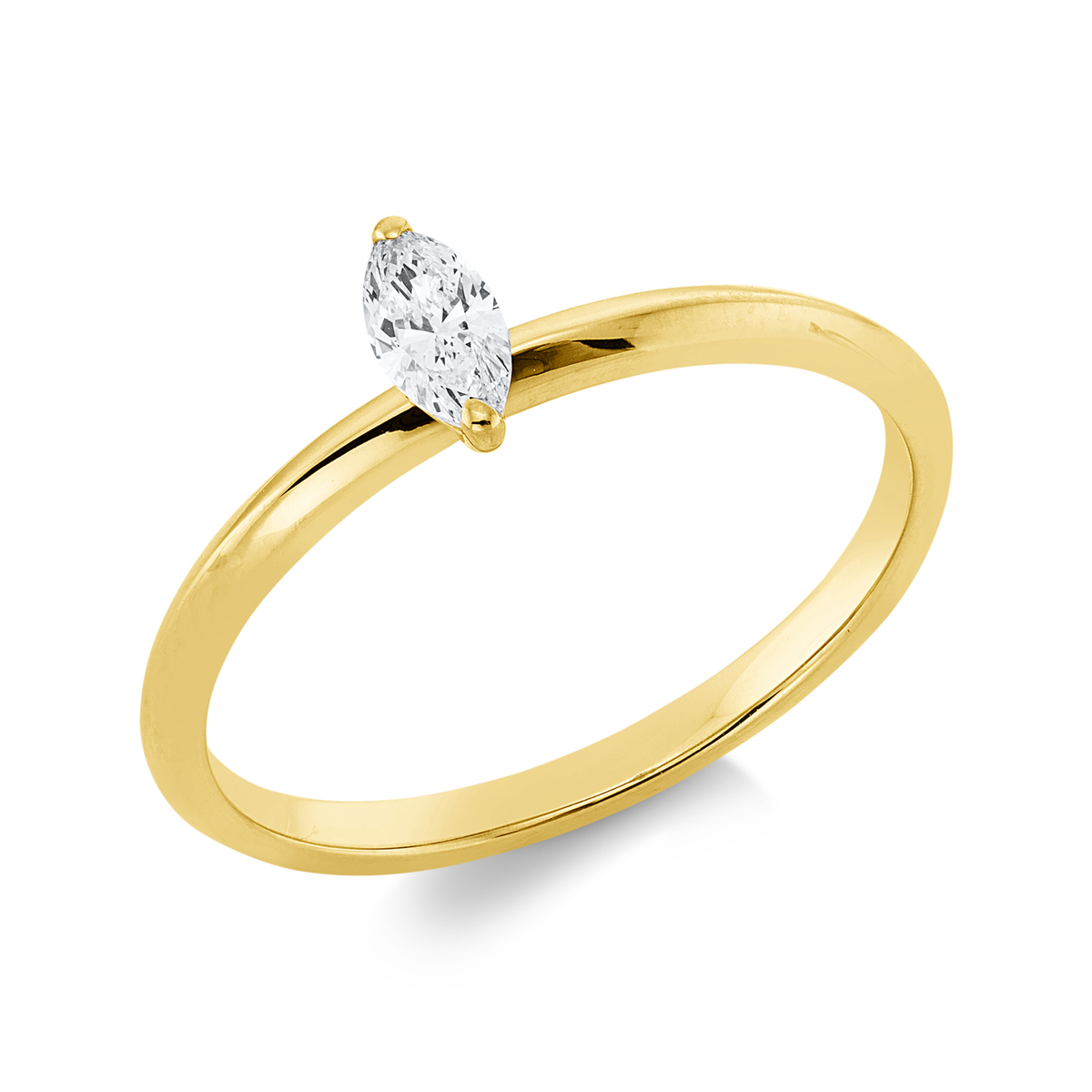 marquise  solitaire ring in yellow gold
