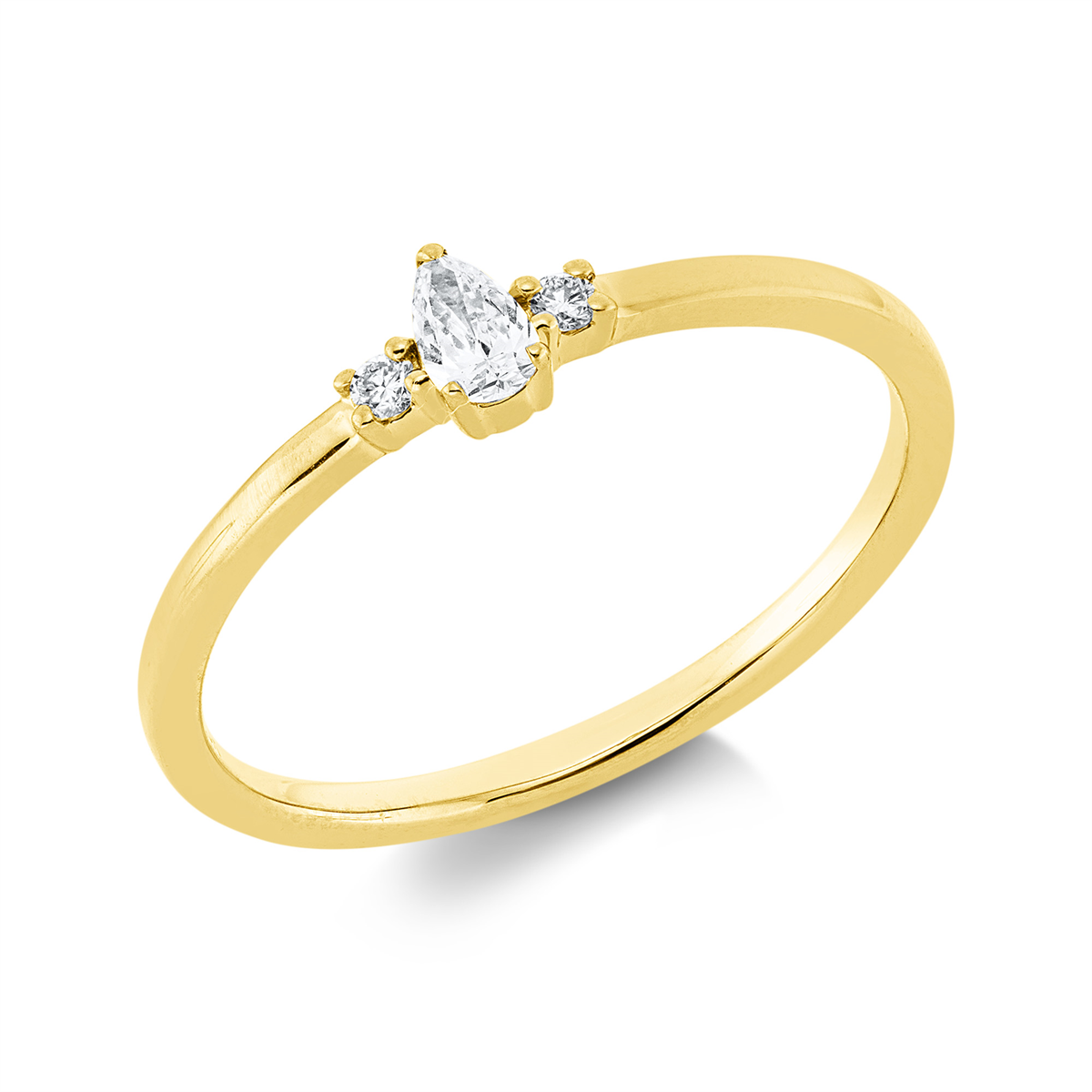 diamond full cut  solitaire with accent stones ring in yellow gold